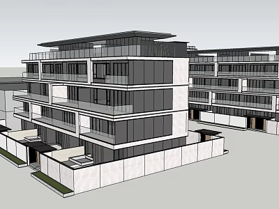 Modern Multi Storey Building Exterior With Glass Windows And Minimalist Design Features 3d model
