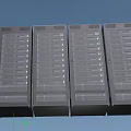 Multiple Black Server Racks with Glass Doors for Data Center Network Equipment 3d model