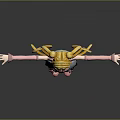Anime Game Character With Long Blonde Twin Ponytails Pink Top Denim Skirt And Pink Boots