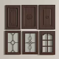 Various Wooden Door Panel Designs With Carved Patterns And Glass Inserts 3d model