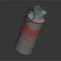 Military Grenade With Gray And Red Stripes Metal Pull Ring And Cylindrical Structure
