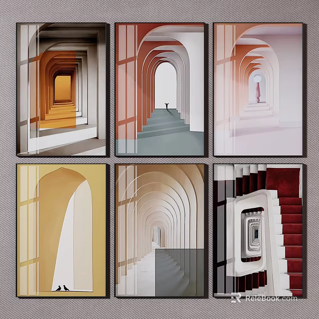 Colorful Arched Corridors And Staircases In Modern Interior Design Styles 3d model 