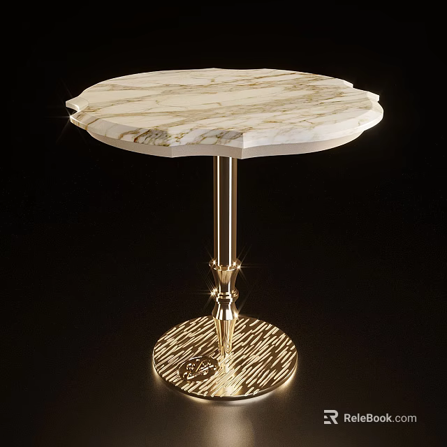 Sleek Bar Counter With White Marble Top And Gold Metal Stand Design 3d model 