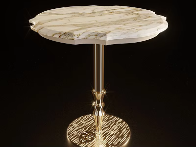 Sleek Bar Counter With White Marble Top And Gold Metal Stand Design 3d model