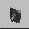 Transparent Display Case With Automated Robotic Arm Interactive Screen And Technical Diagram Interface