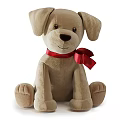Plush Cat and Dog Stuffed Toys with Red Bow Collar and Colorful Details