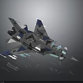 Modern Fighter Jet Design Featuring Blue White Geometric Camouflage And Sharp Aerodynamic Structure 3d model