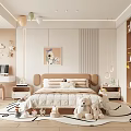 Light Colored Kids Room Interior With Soft Bed Stuffed Toys Bookshelf And Decorative Wall Art