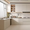 Modern Kitchen Interior Design With Light Cabinets Integrated Appliances And Natural Lighting 3d model