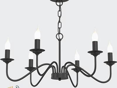 Classic Black Candle Style Chandelier With Multiple Arms And White Bulbs 3d model