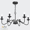 Classic Black Candle Style Chandelier With Multiple Arms And White Bulbs