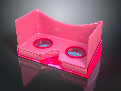 Pink Rabbit Shaped Toy Binoculars With Round Lenses For Kids 3d model