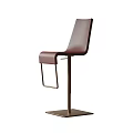 Modern Brown Leather Bar Stool with Backrest Footrest and Square Metal Base 3d model