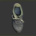 Vintage Worn Blue And Green Canvas Sneakers With White Laces And Yellow Sole