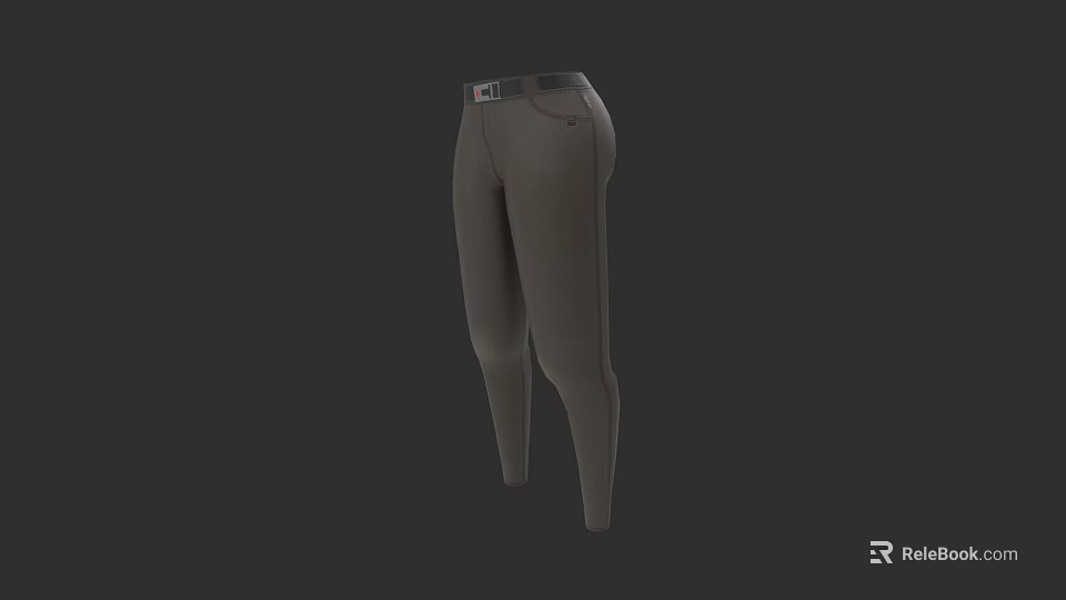 Women's Dark Gray Skinny Pants With Belt And Side Pockets Design 3d model 