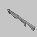 Futuristic Weapon Design With Dual Barrels Tactical Scope And Metal Frame
