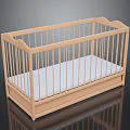Classic Wooden Baby Crib Furniture With White Mattress And Safety Railings