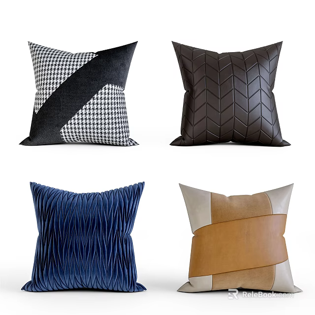 Stylish Decorative Throw Pillows With Diverse Patterns Textures And Colors 3d model 