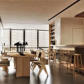 Modern Bar Interior Design With Wooden Furniture Bar Counter Wine Racks And Large Windows