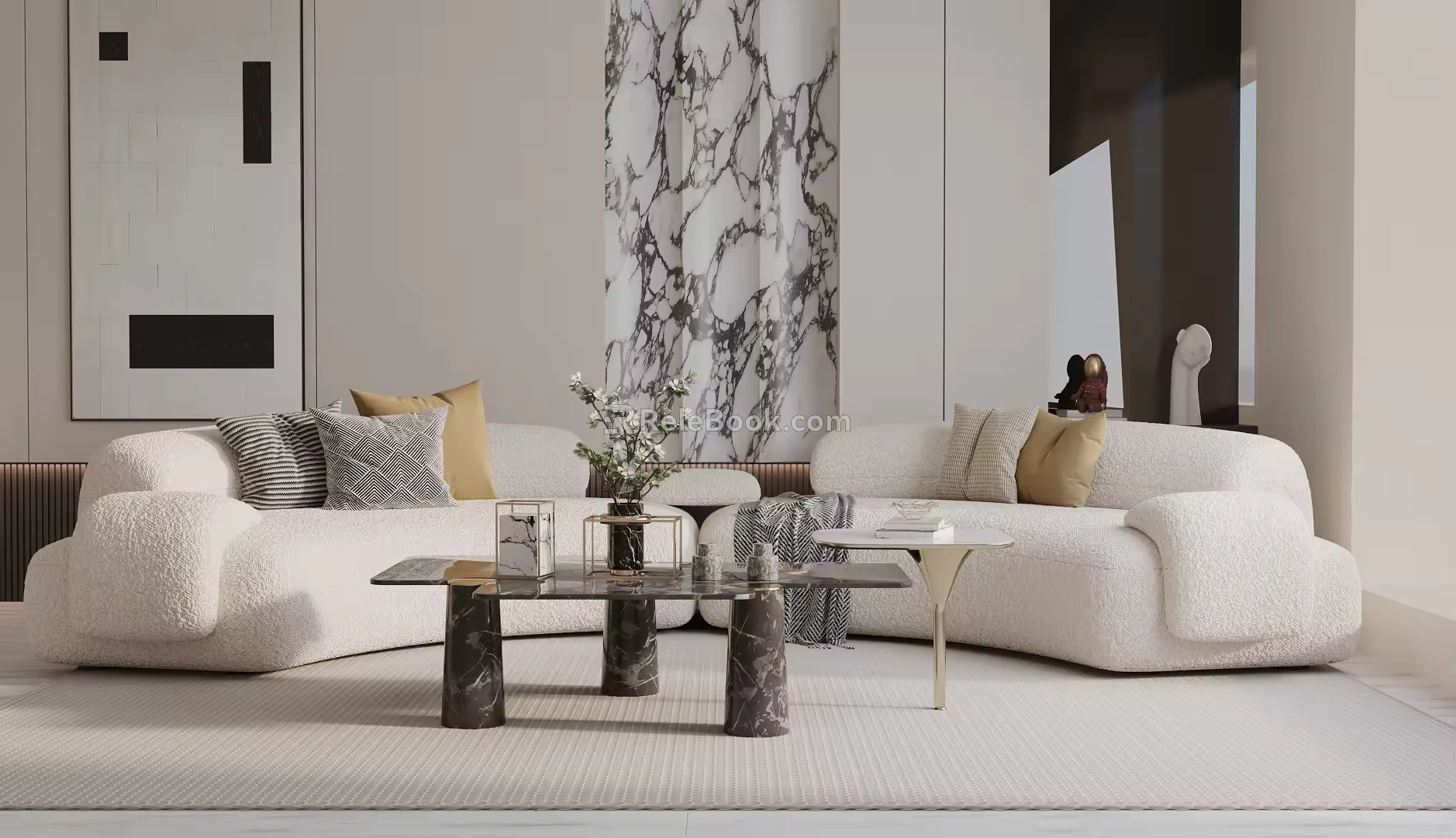 Modern three-seat sofa 3d model