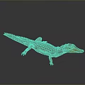 3D Rendered Orange Reptile Crocodile With Scaly Skin Lying On Gray Background