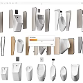Modern Bathroom Fixtures Collection Featuring Toilets Urinals Sinks And Wooden Panels