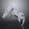 White Dragon 3D Model Game Movie Character With Spiked Body Open Mouth Dynamic Pose