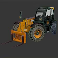Orange And Black Heavy Duty Forklift With Large Tires And Fork Attachment