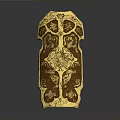 Ancient Golden Decorative Weapon With Intricate Carved Patterns And Traditional Design