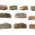 Stone Wood Various Stacks Collection With Assorted Piles And Different Styles
