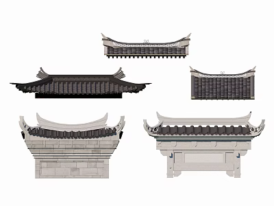 Traditional Chinese Architectural Roof Styles With Eave Designs And Tile Structures 3d model