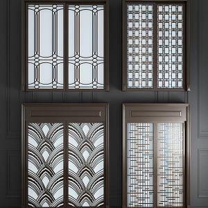 New Chinese-style sliding door 3d model