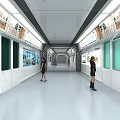 Modern Subway Station Interior With Digital Screens And Pedestrians