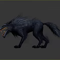 Fierce Mythical Wolf With Blue Fur Glowing Eyes And Sharp Teeth 3d model