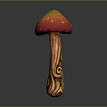 Colorful Vegetable Mushroom Featuring Red Yellow Gradient Cap White Spots And Orange Spiral Stem Design