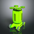 Futuristic Green Sci Fi Drone Robot With Propellers And Wheels Tech Design