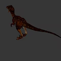 Realistic 3D Velociraptor Model With Brown Orange Stripes Standing Open Mouth