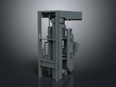 Industrial Mechanical Device With Metal Frame Pipes And Structural Components 3d model