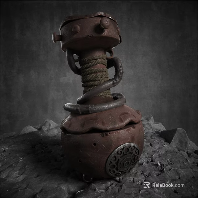 Rustic Decorative Ornament Set With Metal Coils Rope And Ceramic Base 3d model 