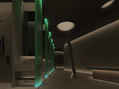 Modern SPA Sauna Interior With Ambient Lighting And Wooden Wellness Elements 3d model