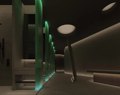 Modern SPA Sauna Interior With Ambient Lighting And Wooden Wellness Elements 3d model