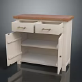 White Storage Cabinet with Two Drawers Open Door and Wooden Top for Home Organization