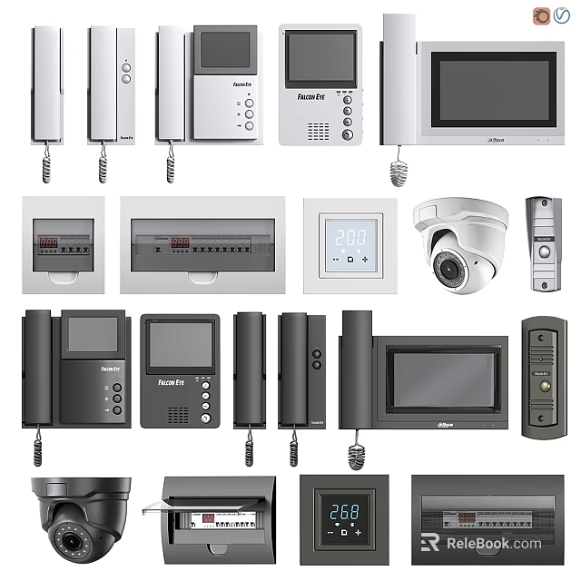 Projection Monitoring System With Surveillance Cameras Control Panels Monitors And Door Access Devices 3d model 
