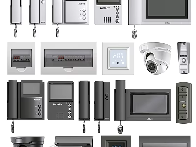 Projection Monitoring System With Surveillance Cameras Control Panels Monitors And Door Access Devices 3d model