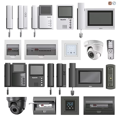 Projection Monitoring System With Surveillance Cameras Control Panels Monitors And Door Access Devices 3d model