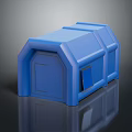 Blue Simple Tent With Sleek Design Featuring Door And Window On Dark Background