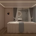 Hotel Lobby Interior With Circular Ceiling Curved Sofa Floor Lamp Marble Floor And Staircase