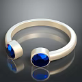 Elegant Silver Cuff Bracelet Modern Design With Two Blue Gemstones And Polished Surface