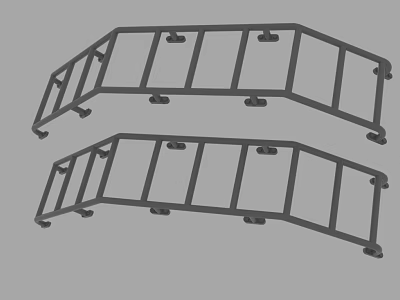 Two Curved Metal Support Frames With Crossbars And Connection Points 3d model