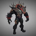 Game And Movie Character With Muscular Build Spiked Armor Red Accents And Clawed Hands